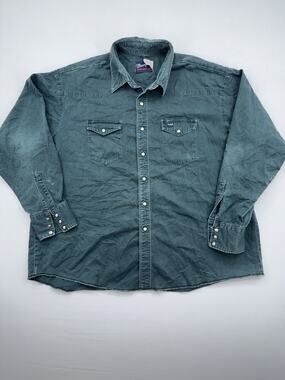 Mens Wrangler Vintage Western Cowboy Button Down Shirt XLarge Rodeo Pearl Snaps